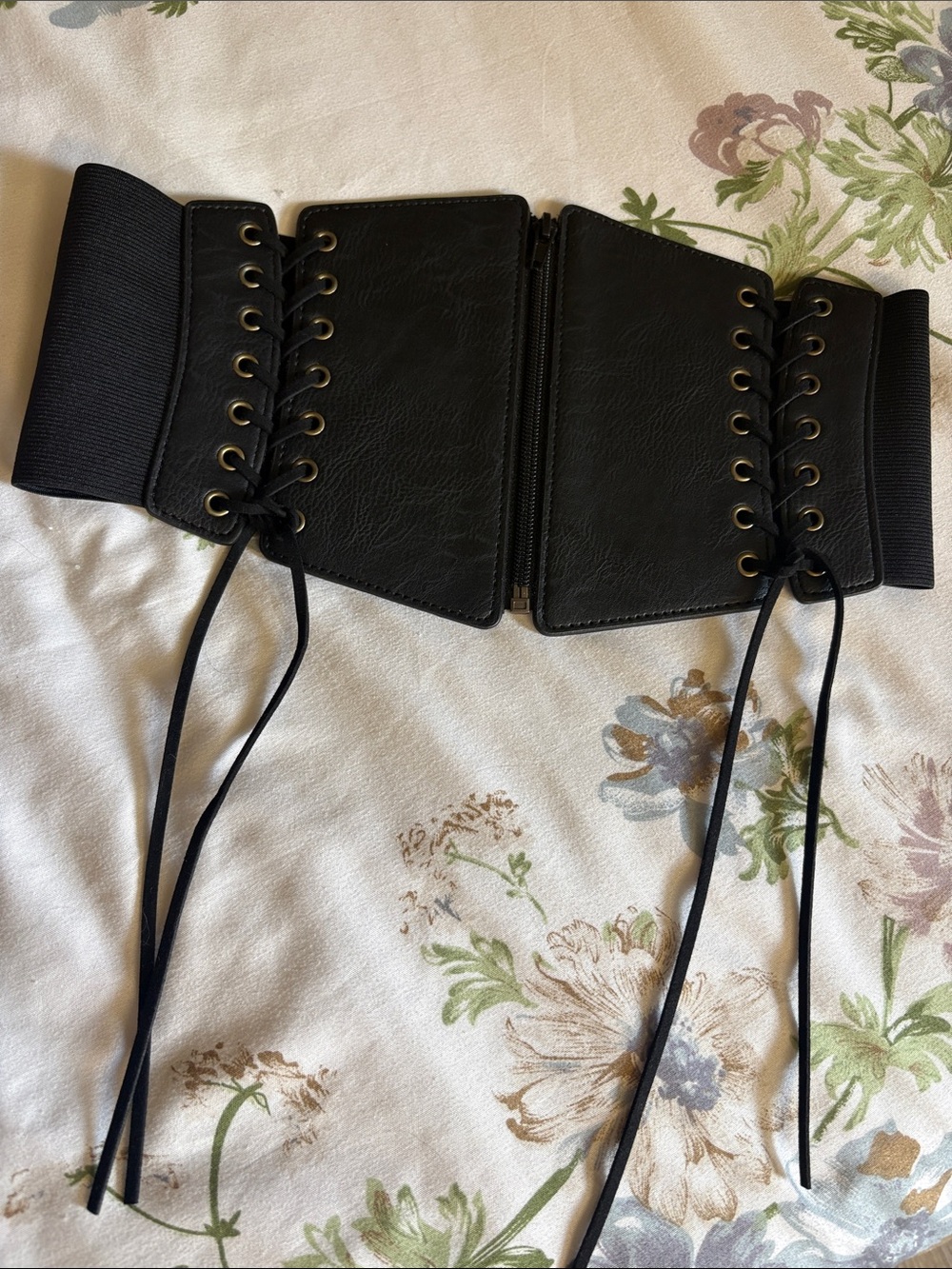 Black Lace-Up Wide Waist Belt